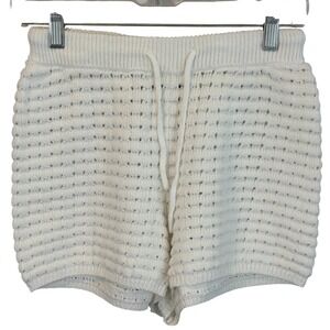 Lefties White Crochet Knit Boho Drawstring Shorts Size Small